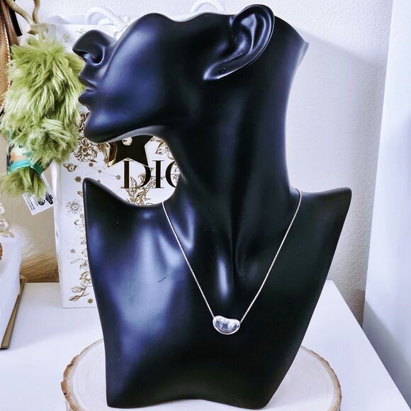 Vintage Tiffany & Co. Elsa Peretti Large 18mm Bean Silver Pendant Necklace 15” - Picture 2 of 7